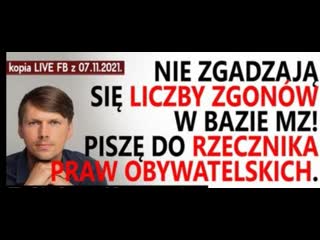 Coś się nie zgadza z liczbą zgonów w bazie mz! piszę do rzecznika praw obywatelskich