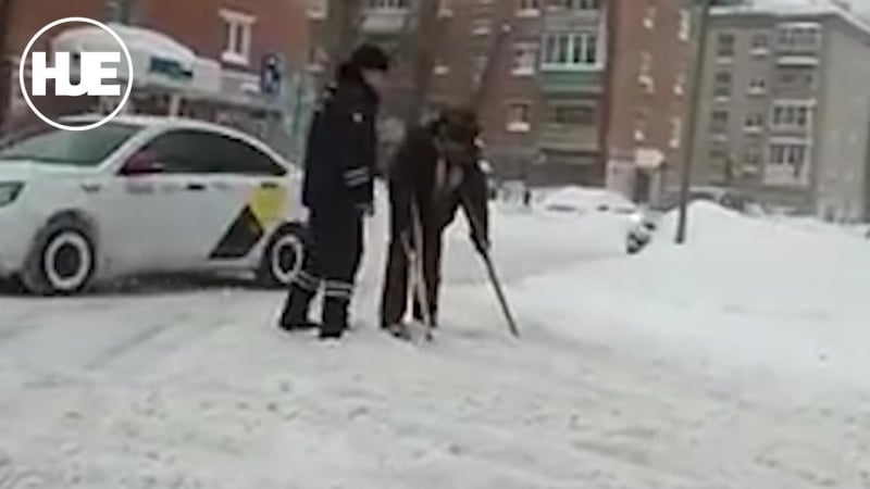 Полицейский из казани помог инвалиду перейти дорогу