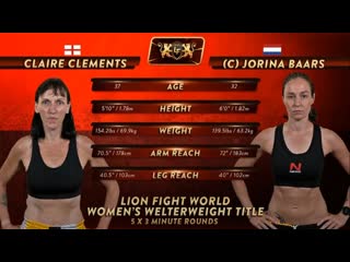 Lion fight 68 claire clements vs jorina baars [welterweight title fight] highlights