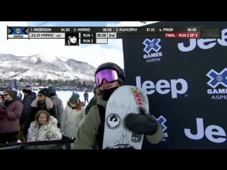 Julia marino wins women’s snowboard slopestyle silver x games aspen 2018