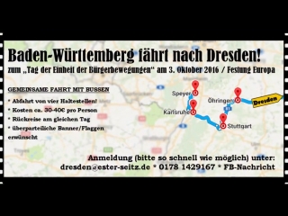 Am 3 oktober 16 findet in dresden der tag der einheit der bürgerbewegungen statt