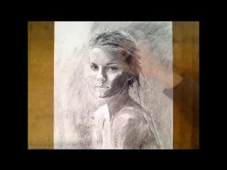 Girl with the soft summer gaze time lapse portrait art drawing video