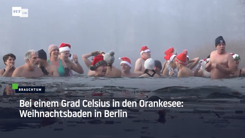Bei einem grad celsius in den orankesee weihnachtsbaden in berlin