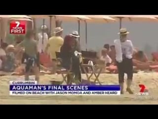 Amber heard e jason momoa gravando as cenas finais de aquaman