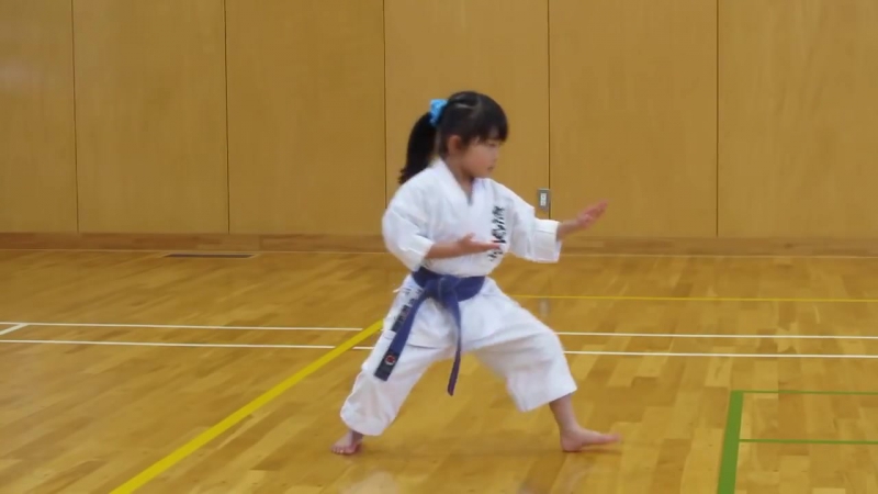 5 year old girl practicing kihon