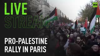 French unions rally in paris in solidarity with palestine