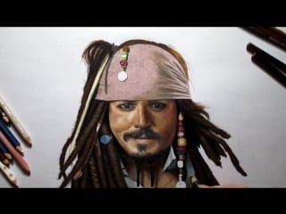 Speed drawing captain jack sparrow ☠ johnny depp pirates of the caribbean jasmina susak