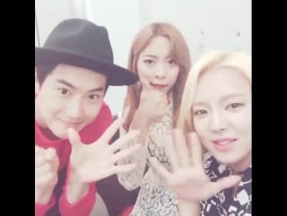 Hyoyeon kim on instagram “hello~~ 😁 우리는 sm town 이에요~~👍 @fx luna sunyoung #준면 #루나 #smtownthestage”