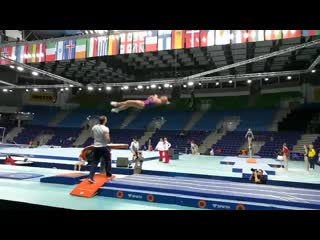 Russias maria paseka working on her cheng at podium training ecszczecin2019 @ecszczecin2019