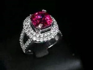 Pink raspberry tourmaline main stone sapphire 925 silver ring