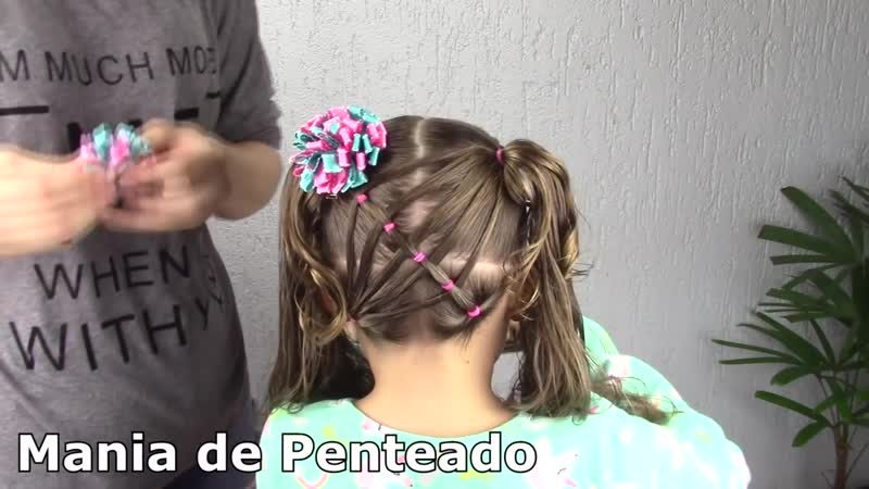 Penteado infantil com coque duplo easy buns hairstyle for girls coiffures simples avec chignons