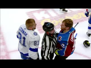 Nathan mackinnon drops ondrej palat with huge hit sparks line brawl