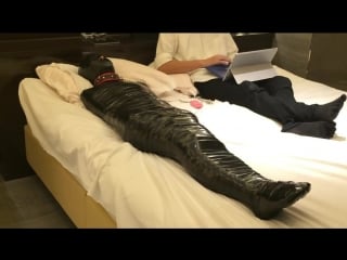 Japan girl mummification with vibrator