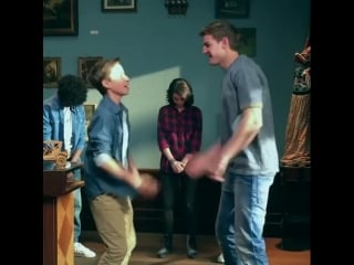 The #hunterstreet cast is locked in an epic #handshake battle! challenge your #friends by tagging them in the comments 👋