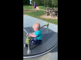 Dad reflexes tested for the first time at the park