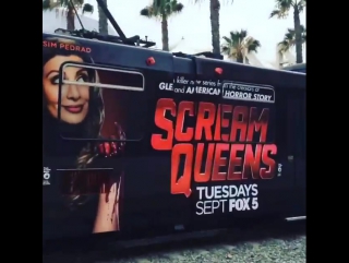 The comic con countdown continues!! only 3 days left catch a san diego trolley covered with the faces the @screamqueensfox cas