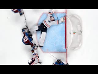 Mikko koskinen goes into full snow angel mode for jaw dropping save