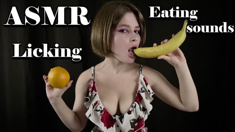 Sleep porn video – Lerka asmrka banana &amp; orange eating 🍊 licking, wet, sticky mouth sounds from ear to ear 🍌 sounds for sleep