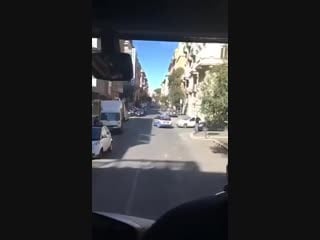 Irish rugby team being escorted through rome by a lunatic