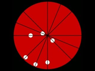 Each ball is traveling in a straight line, but together they create an illusion that the balls are rotating jointly in a circle