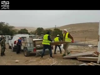 Zionist jewish thieves steal wooden panels from palestinians