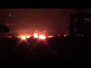 Ночные бомбардирои к югу от дамаска