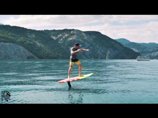 Foil surfing on flat water hydrofoil pumping