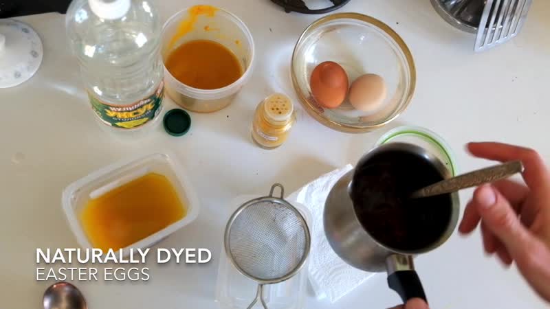 How to make dyed easter eggs using beet (red) and turmeric (yellow)