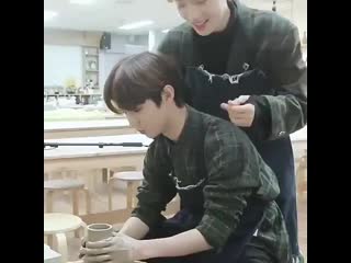 Changmin doing pottery with chanhee