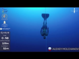 Gold medal freedive with fins to 126m, alexey molchanov, aida wc 2017