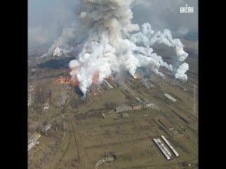 Вибухи на складах боєприпасів під харковом з висоти пташиного польоти