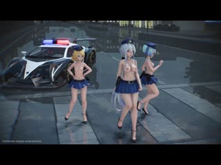 Mmd r 18 [erotic] police miku & haku & rin hurly burly author orion dobledosis