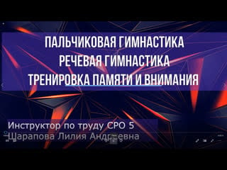 2 занятие пальчиковая гимнастика речевая гимнастика тренироа памяти и внимания