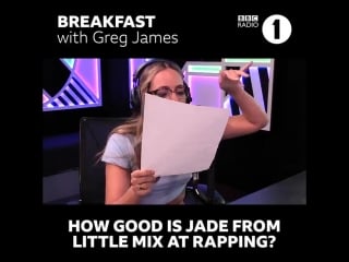 @gregjames challenged jade from @littlemix to do the rap from @macklemores cant hold us a