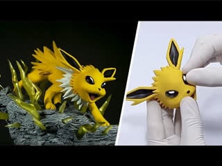 Eeveelutions sculpting jolteon pokemon clay art