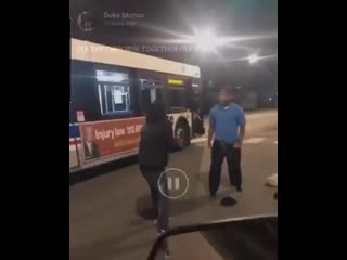 Bus driver piledrives a bum trying to fight his coworker mp4