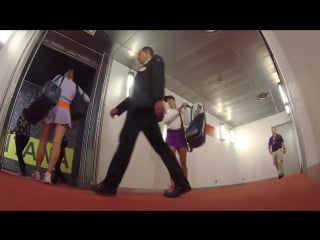 Geniebouchard and maria sharapova before taking the court for their enticing clash