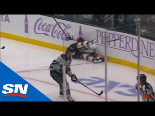 Lawson crouse leaves game after falling and smashing hard into boards