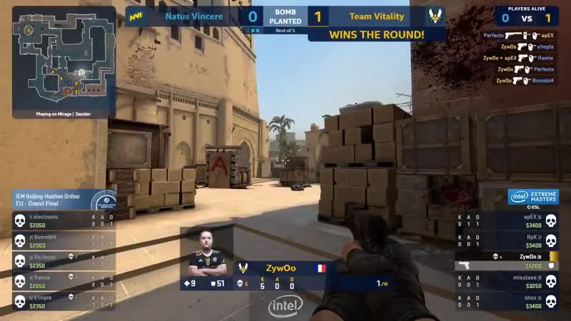 Zywoo 1v4 ace clutch vs natus vincere