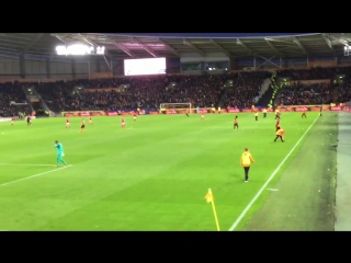 Hull city fans protest by throwing balls on the pitch at 19 04