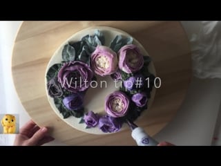 Buttercream english roses flower wreath cake how to make
