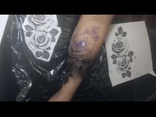 Процесс таймлапс тату роза edgy tattoo rose process timelaps