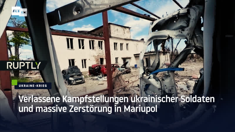Verlassene kampfstellungen ukrainischer soldaten und massive zerstörung in mariupol