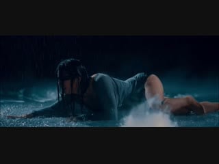 Blindfolded aerial performance in rain room selkie hom