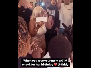 #diddy gives his moms a $1 million check and a bentley for her 80th bday