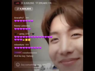 Hobi looks so happy with those purple hearts that armys spamming aww