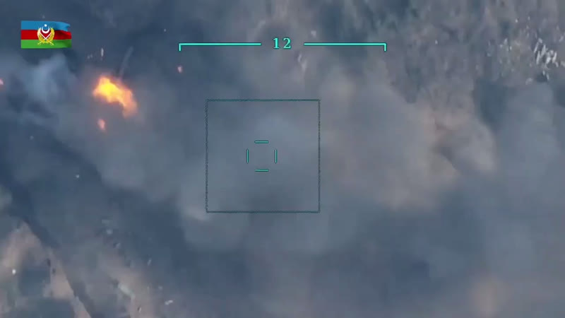 Новые кадры ударов вс азербайджана по артиллерийским позициям вс армении/нкр корректироу и, предположительно, непосредственно