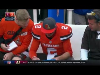 Johnny manziel bangs head on tablet after int