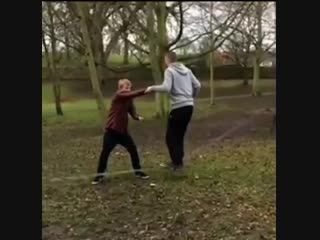 Trying to backflip on a slack line wcgw