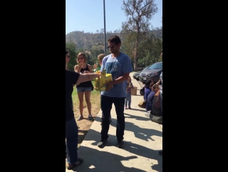 Misha passing out refreshments